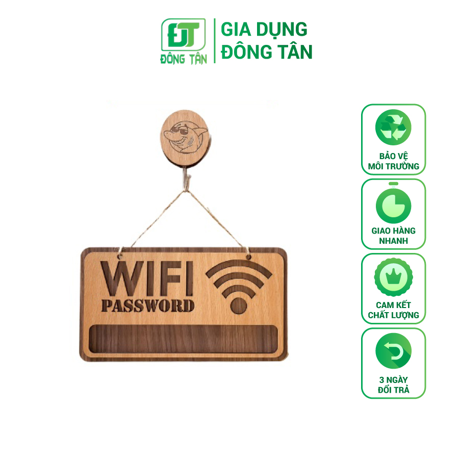 Bảng Treo Ghi Password Wifi Bằng Gỗ Cao Cấp Tặng Kèm Móc Dán Tường Bằng Gỗ