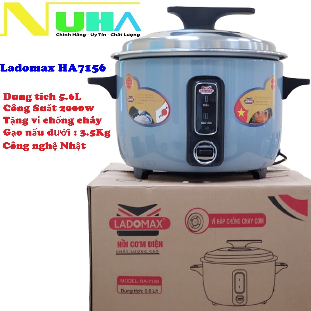 Nồi cơm công nghiệp chuyên quán 5.6L Ladomax có vỉ inox chống cơm cháy, mâm nhiệt oxi hóa cứng chống teo-Hàng chính hãng