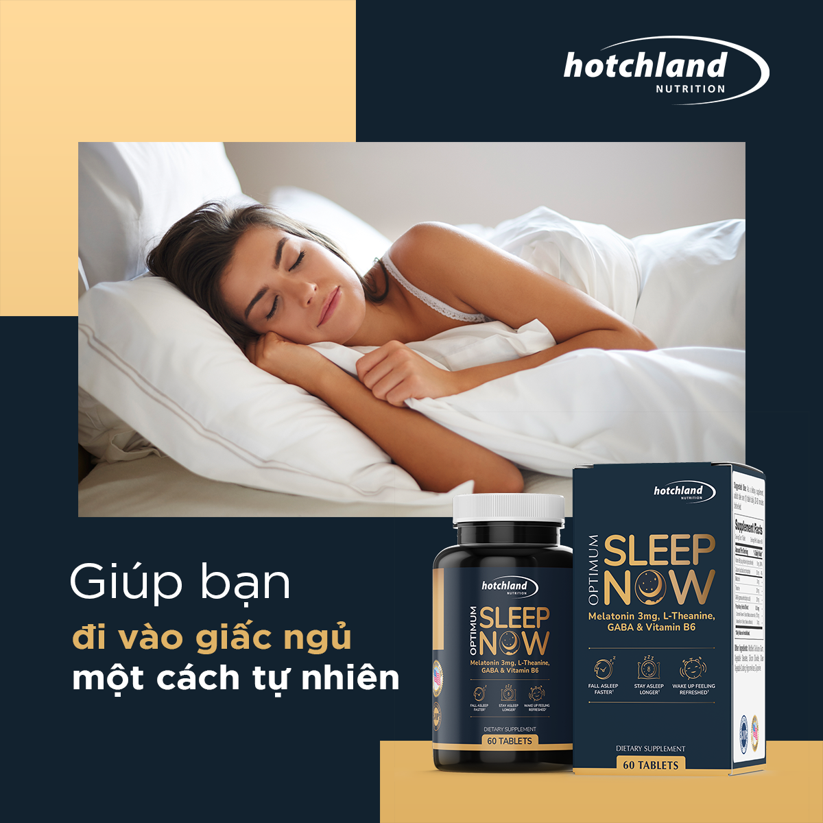 Viên uống hỗ trợ giấc ngủ, ngủ sâu, ngủ nhanh ngon giấc Optimum Sleep Now TPBVSK-Hàng chính hãng -HL7812
