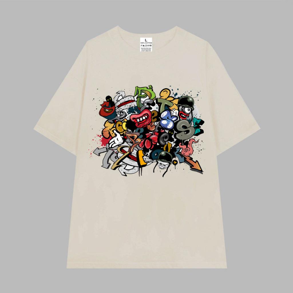 Cao cấp - Áo thun tay lỡ unisex áo phông nam nữ oversize hình Graffiti cá tính - BND15