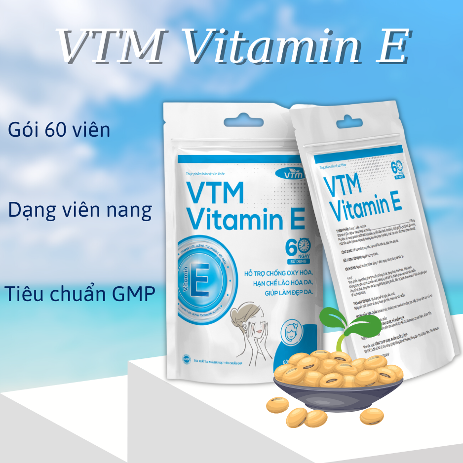 Viên uống bổ sung vitamin E VTM tăng cường sức khỏe, hỗ trợ chống oxy hóa, lão hóa da