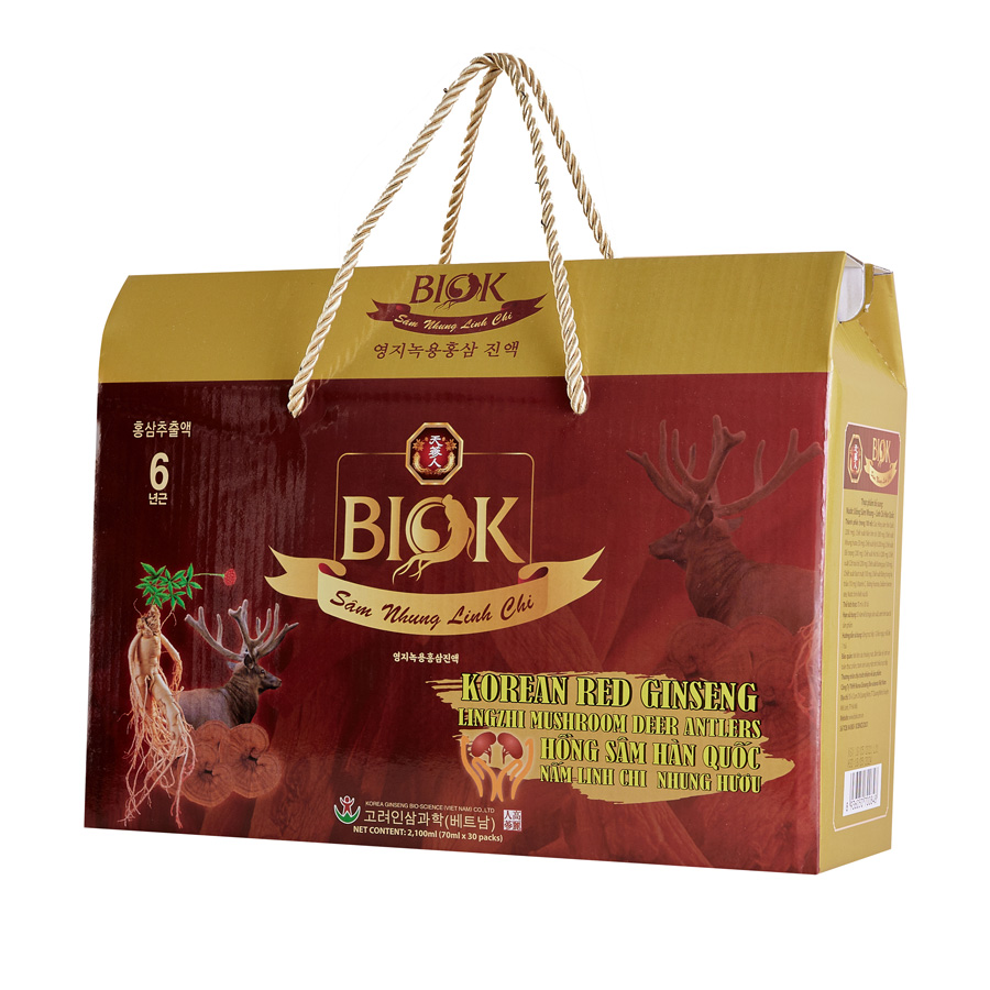 Nước Uống Sâm Nhung Linh Chi BIOK, Bổ Huyết, An thần, Tăng Thể Lực