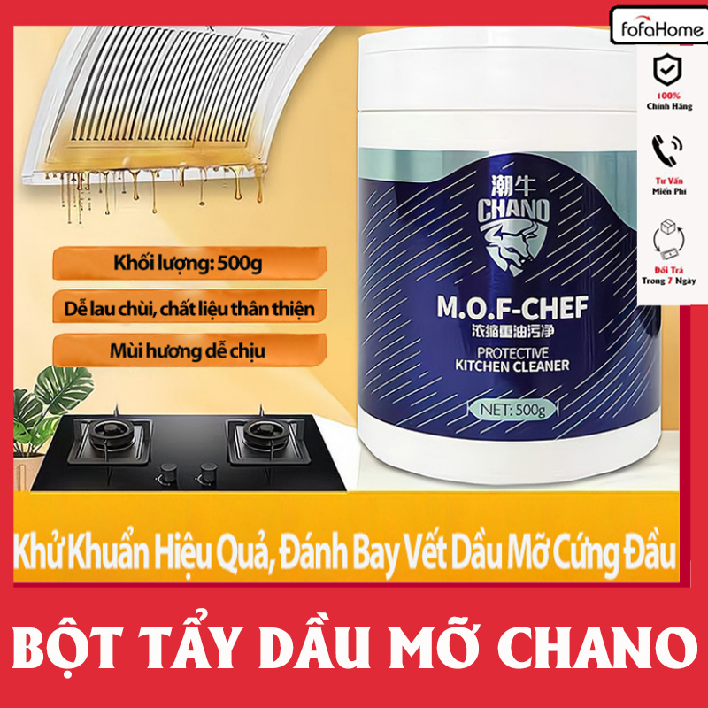 Bột Siêu Tẩy Dầu Mỡ Nhà Bếp MOF Chano Đa Năng Tẩy Sạch Vết Dầu Mỡ Lâu Ngày Hút Mùi, Bếp Gas Xoong Chảo Bột Tẩy Dầu Mỡ Vệ Sinh Nhà Bếp M.O.F Chano 500g Đa Năng Tẩy Sạch Vết Dầu Mỡ Lâu Ngày Khử Mùi Bếp Gas Xoong Chảo