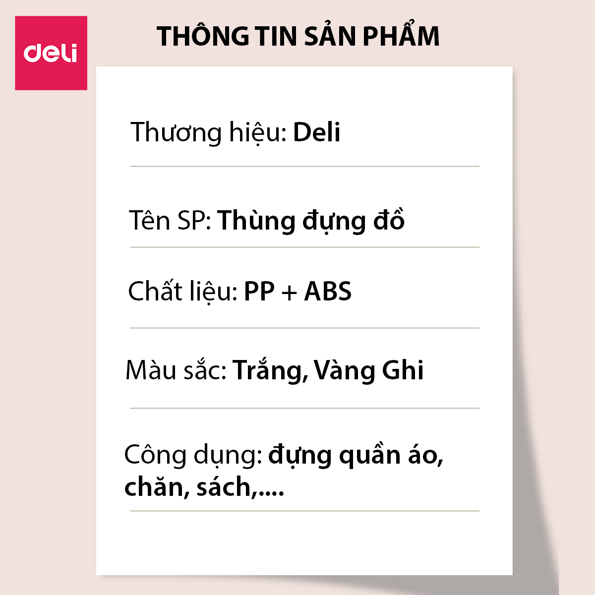 Hộp Nhựa Đựng Đồ Nắp Trong Đa Năng Thùng Đựng Đồ Chơi Quần Áo Sách Vở Vật Dụng Gia Đình Deli - Xếp Chồng Tiện Lợi