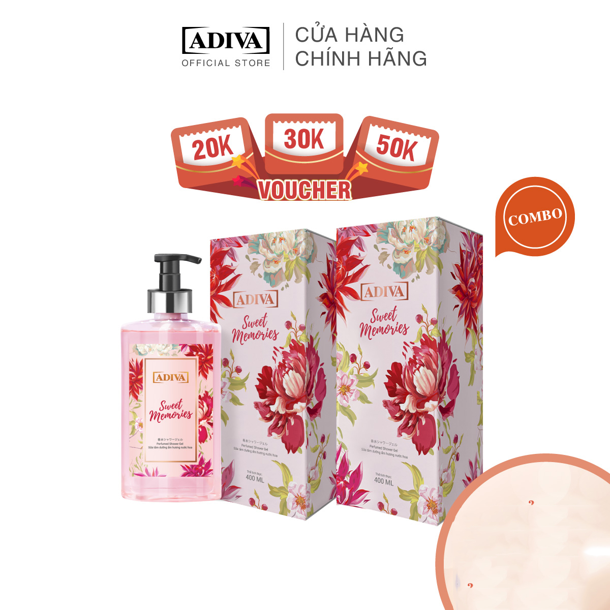 Combo 2 Hộp Sữa Tắm Dưỡng Ẩm Hương Nước Hoa Sweet Memories (400ml/ Chai)