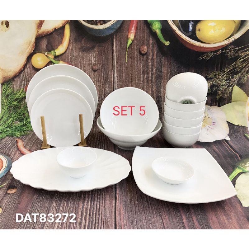 Set bộ đồ ăn sứ trắng cao cấp Bát Tràng (nhiều set)