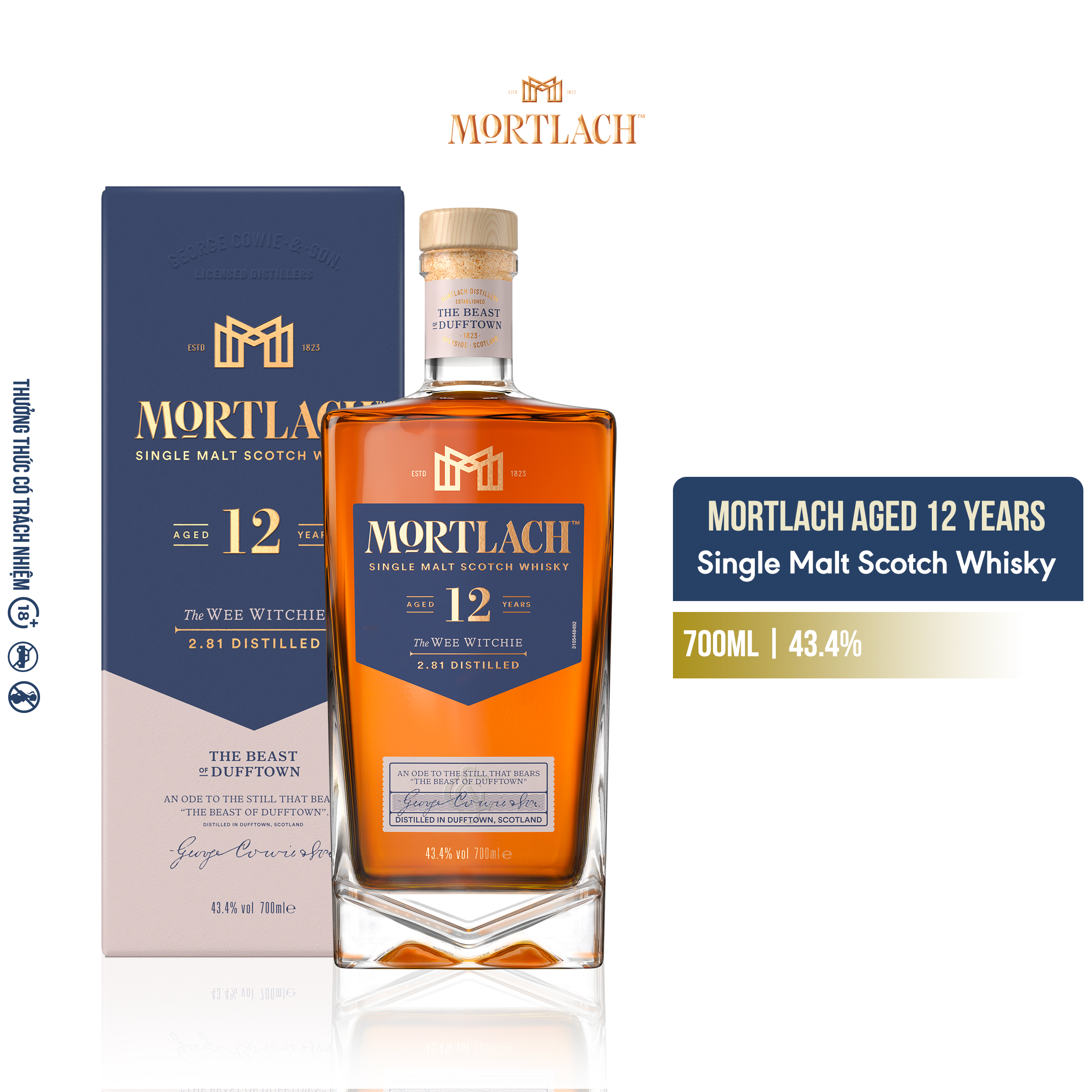 Rượu Mortlach Aged 12 Years Single Malt Scotch Whisky 43.4% 700ml