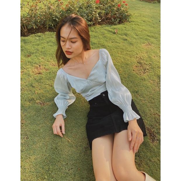 Áo croptop tay phồng dài