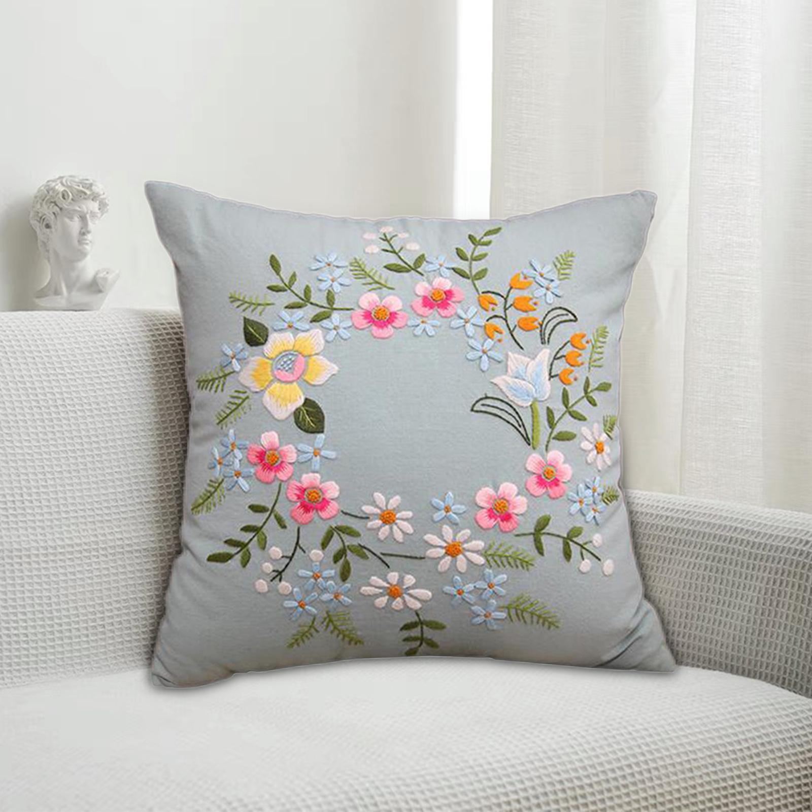 3Pieces Embroidery Pillow Covers Kit Cushion Cover Pillow Case Kit Cross Stitch Kits for Beginners