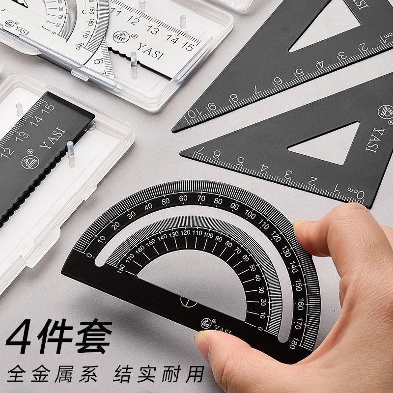 Giá thấp nhất bộ thước kim loại thước bộ 15cm thước sinh viên ins 4 bộ thước thép thước tam giác thước thước đo góc AliExpress