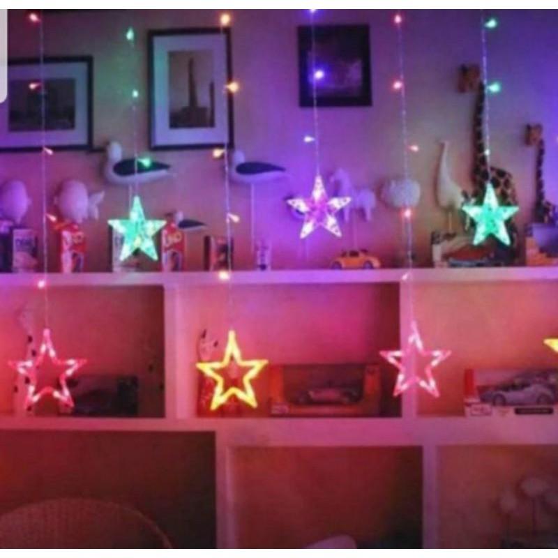 Dây đèn led trang trí rèm sao thả loại ánh sáng đủ màu