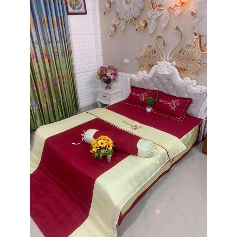 Set 5 món chăn ga gối satin cao cấp