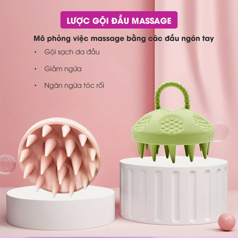 Lược gội đầu massage silicon CWELL, mát xa da đầu, gỡ rối và giảm rụng tóc hiệu quả C04PK