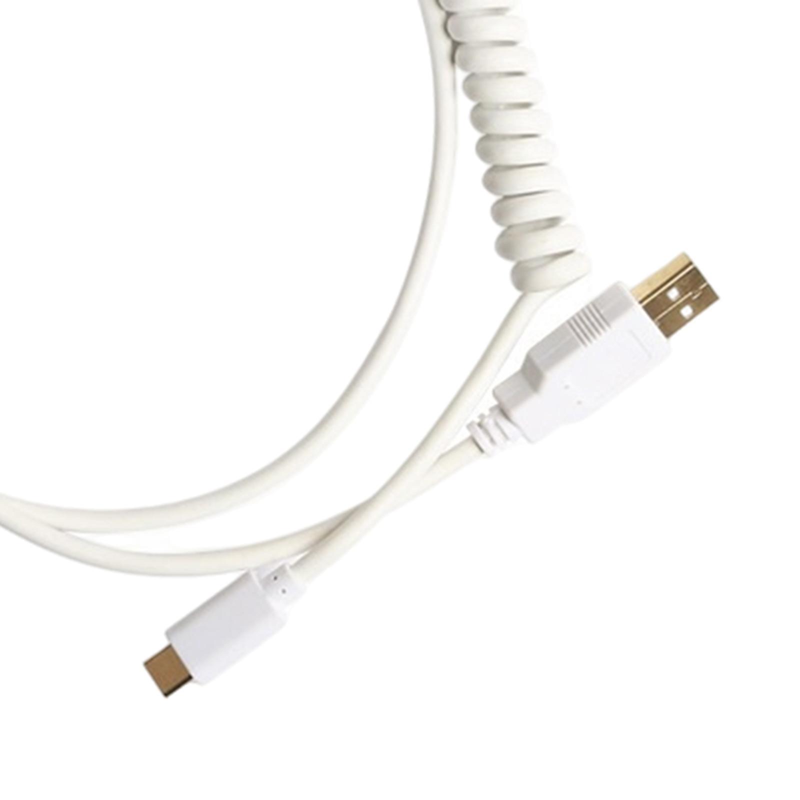 High Quality USB-C Type C Coiled Cable Cord for Mechanical Keyboard White