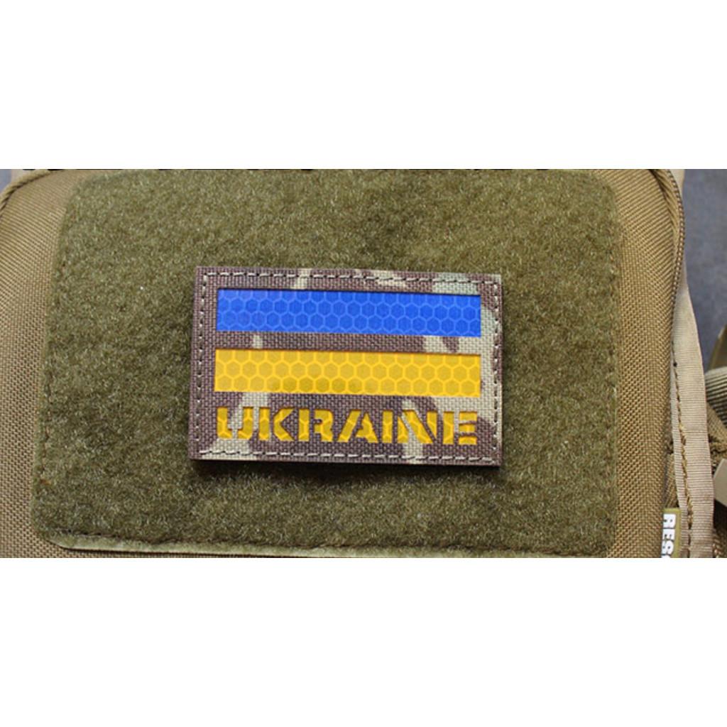 Patch_velcro phản quang cờ Ukraine dán quần áo_ba lô_túi xách