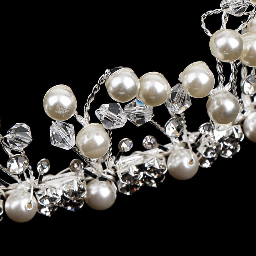 Bridal Bridesmaid Headband Pearl Rhinestone Crown Hair Band Wedding Tiara