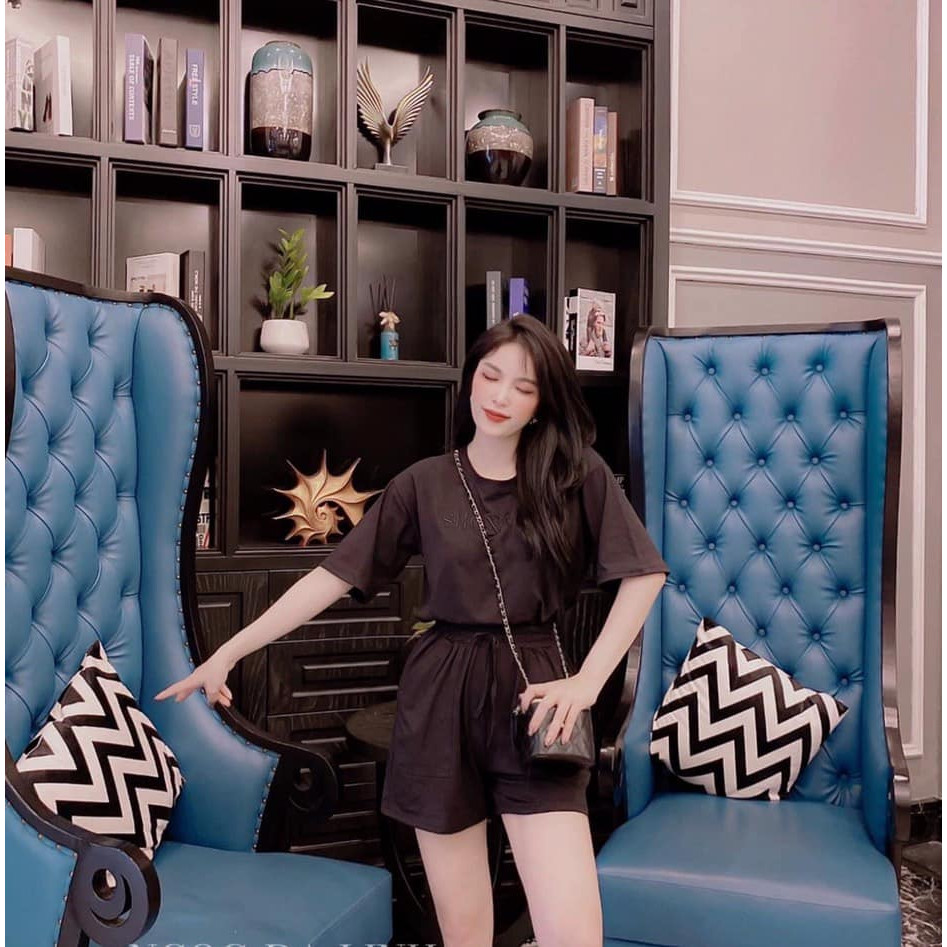 Bộ cotton thấm hút mồ hôi mặc nhà cho nữ