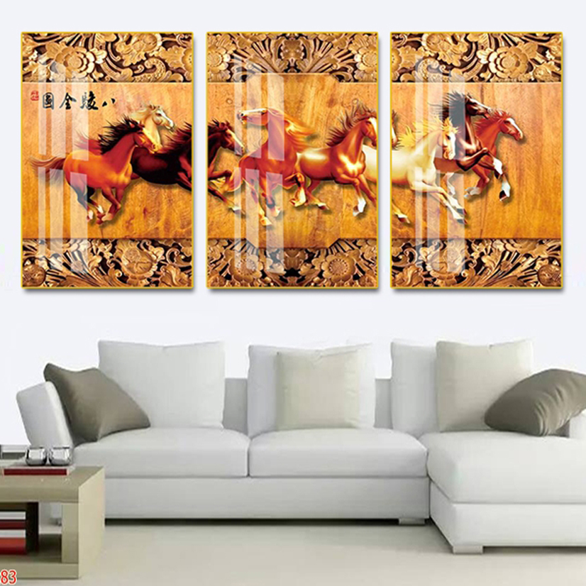 Bộ 3 Tranh Canvas Bát Mã Phi Nước Đại Phong Thủy - Tranh Treo Tường Giá Rẻ