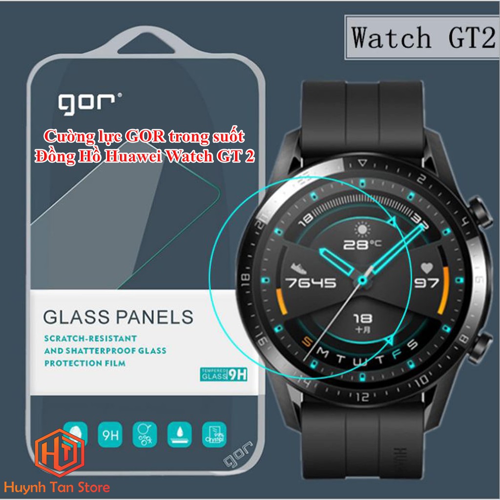 Kính cường lực Watch Gt3, GT 2 ,GT2 Pro - 46mm, GT 2e trong suốt chính hãng GOR vát 2,5D - Hàng nhập khẩu