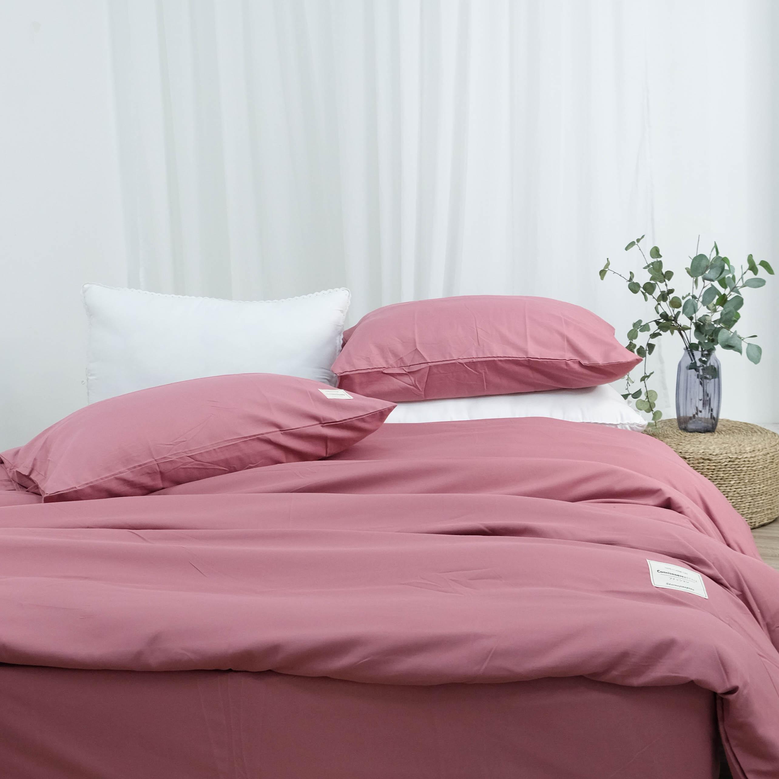 Bộ Chăn Ga Gối Cao Cấp Cotton TiCi Hồng Trơn