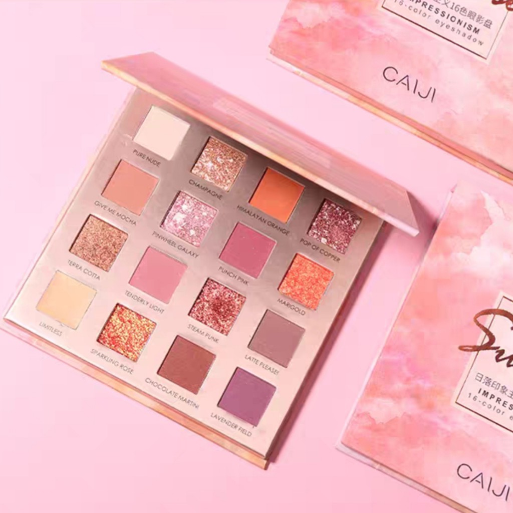 Bảng phấn mắt 16 màu Sunset Impressionism Sixteen Color Eyeshadow CAI JI