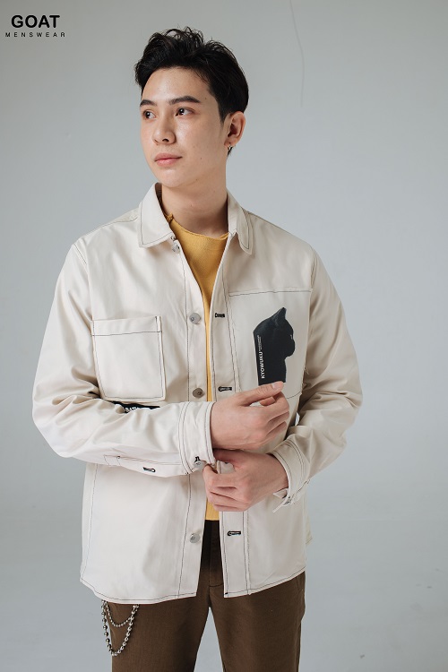 Áo Sơ Mi Khoác Nam Kaki Phối Túi Thời Trang Thanh Lịch GOAT MENSWEAR