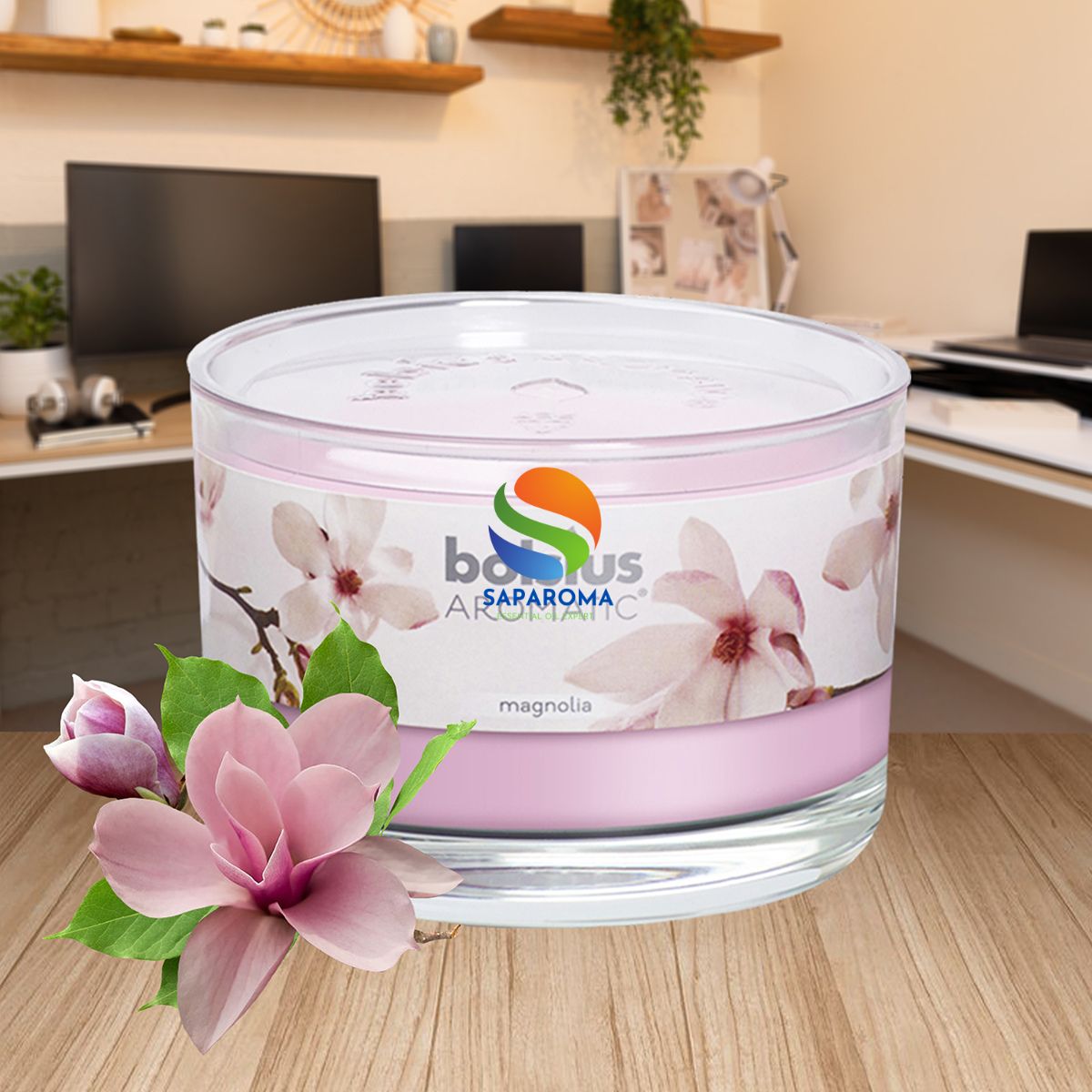 Ly nến thơm tinh dầu Bolsius Magnolia 155g QT024870 - hoa mộc lan, nến trang trí, thơm phòng, thư giãn, Hỗ trợ khử mùi