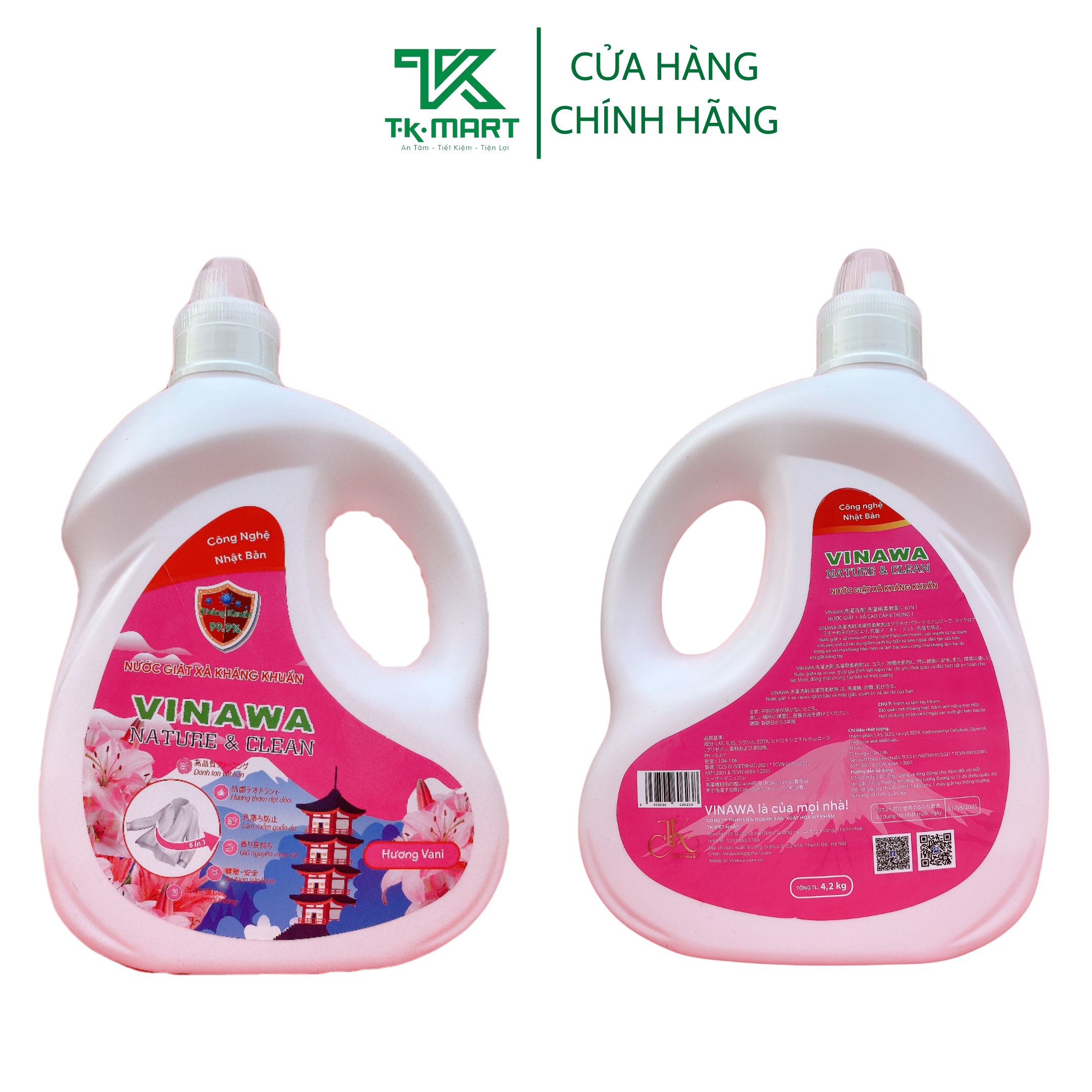 NƯỚC GIẶT XẢ KHÁNG KHUẨN 4.2KG - VINAWA