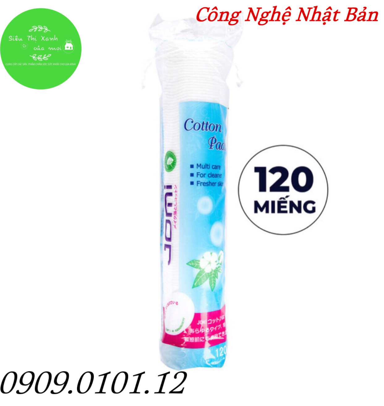 Bông tẩy trang Jomi nhật bản chính hãng 120 miếng 100% bông tự nhiên