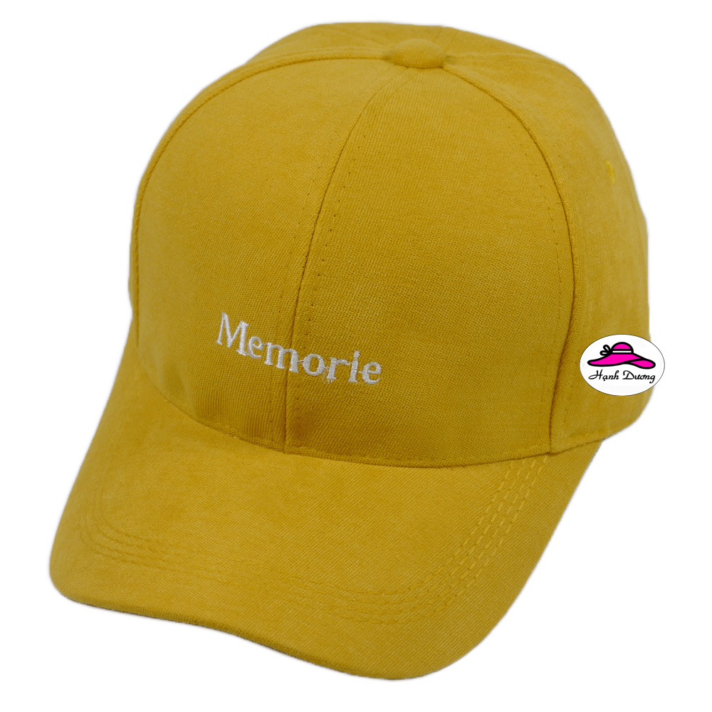 Nón nhung Ulzzang thêu chữ Memorie, chất liệu vải nhung mềm mại, hợp thời trang - Hạnh Dương