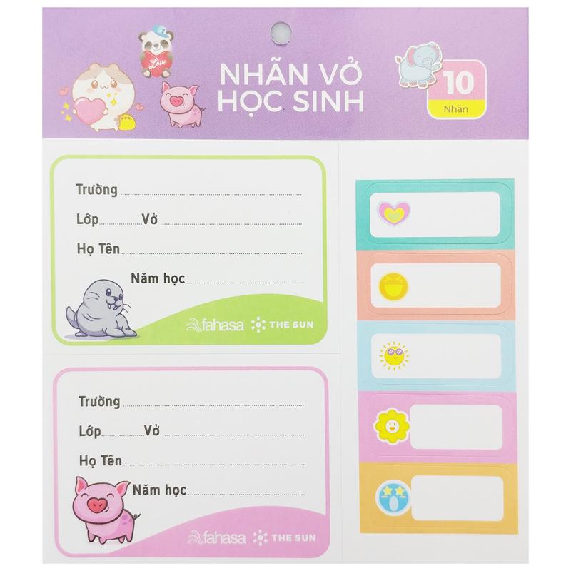 Combo 5 Tập Sinh Viên Cute Animal - Miền Nam - Kẻ Ngang Có Chấm - 200 Trang 80gsm - Fahasa 03 - Tặng Nhãn Vở Kèm Sticker