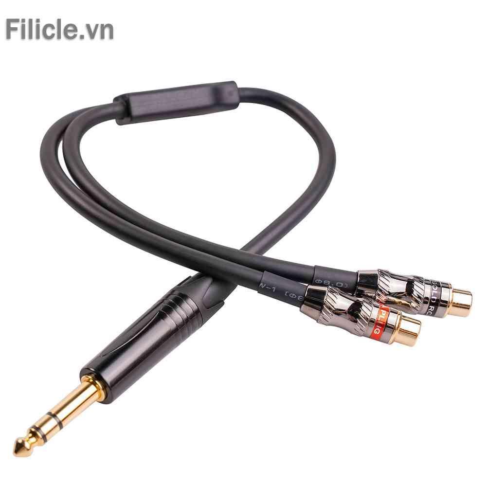 Cáp Chia Audio 6.35mm ĐầU CắM Sang Lỗ CắM 2RCA Mạ VàNg 24k