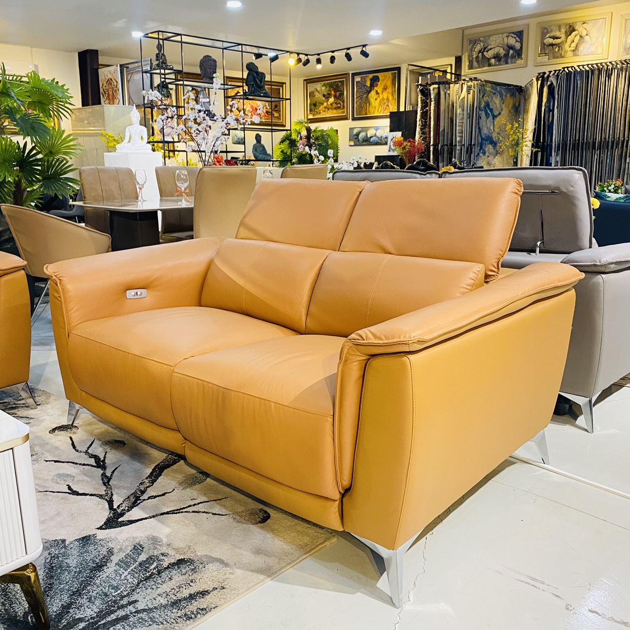 Sofa Thư Giãn Da Bò Chỉnh Điện 1m6 YB902 - 8019 Cam Apricot Alila