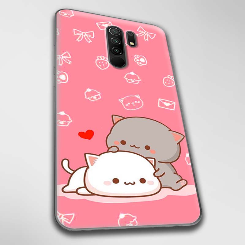 Ốp lưng dành cho Xiaomi Redmi 9, Redmi 9A, Redmi 9C mẫu Mèo mập nền hồng