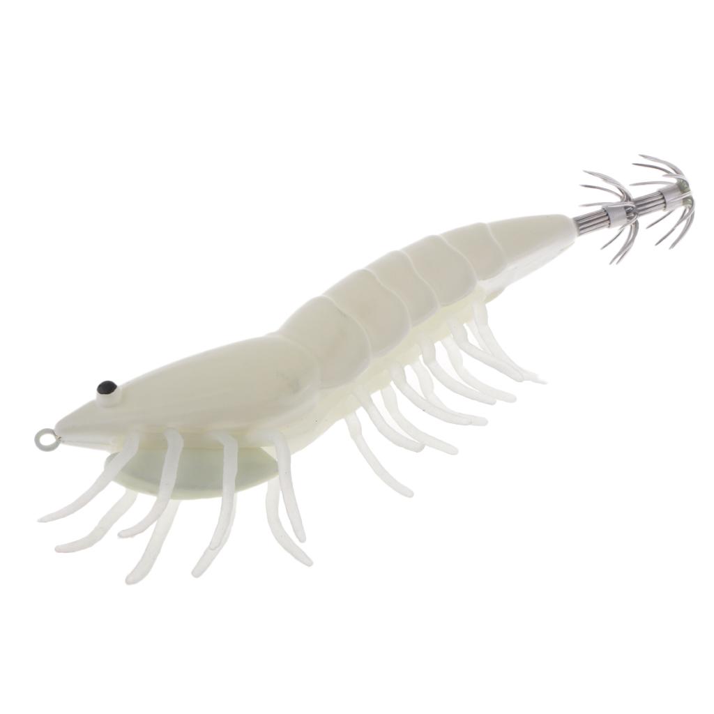 Squid Jigs Hooks Shrimp Artificial Wood Shrimp Plastic White Fishing Lure