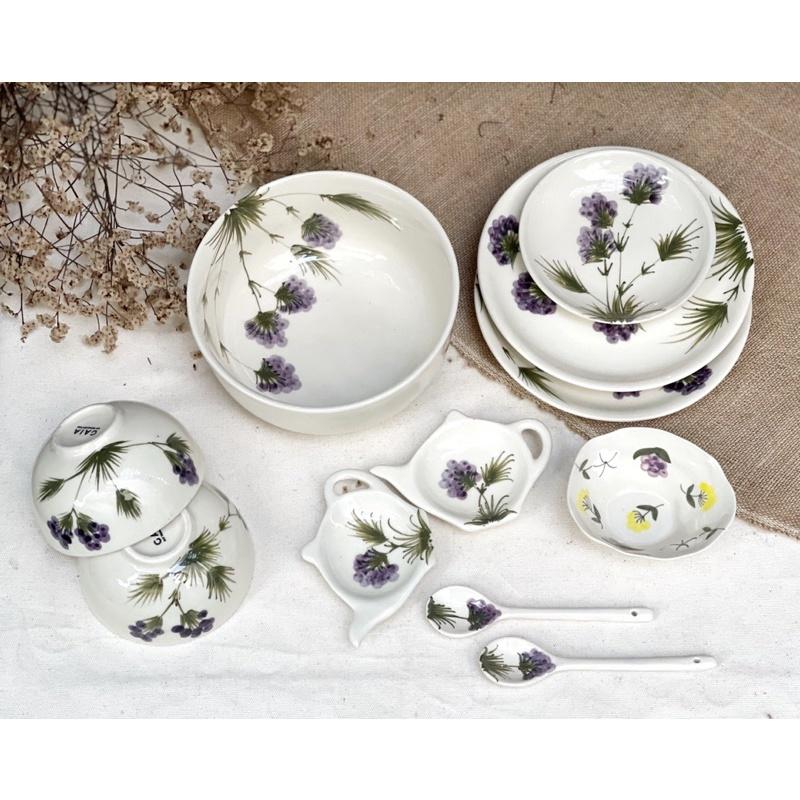 Set bát đĩa 10-14 món. Gốm sứ Bát Tràng.