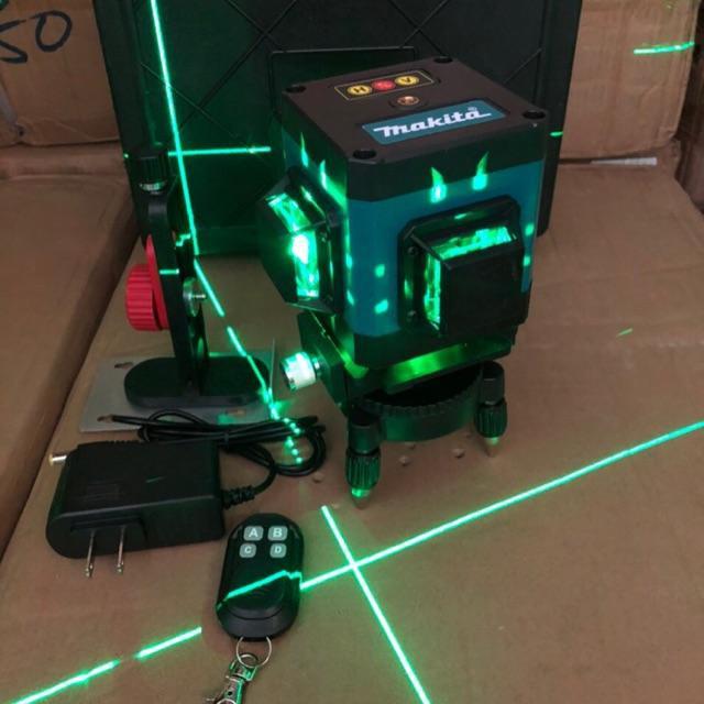 Máy cân mực bắn cốt máy cân bằng laser MAKITA 12 tia xanh laze có điều khiển, kính, sạc, chân đế máy, hộp nhựa