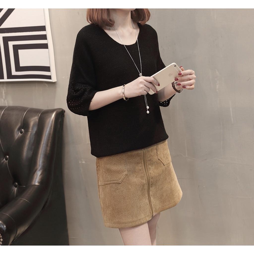 MS318 Áo len dáng suông tay lỗ