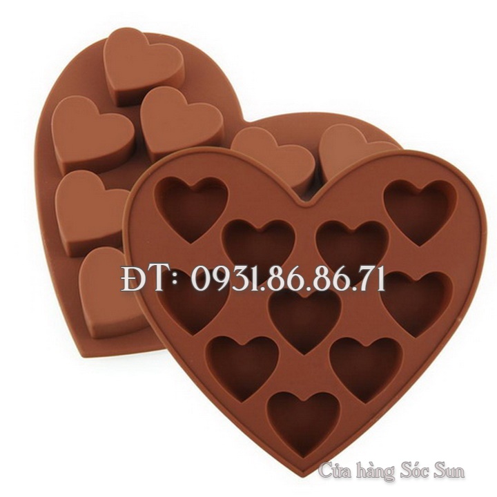 Khuôn silicon 10 trái tim – Mã số 1083