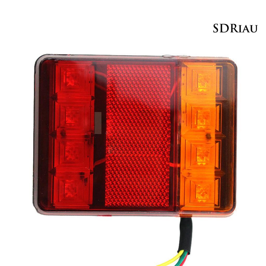 2 Đèn Led 8 Bóng 12 / 24v Chống Nước Gắn Đuôi Xe Tải