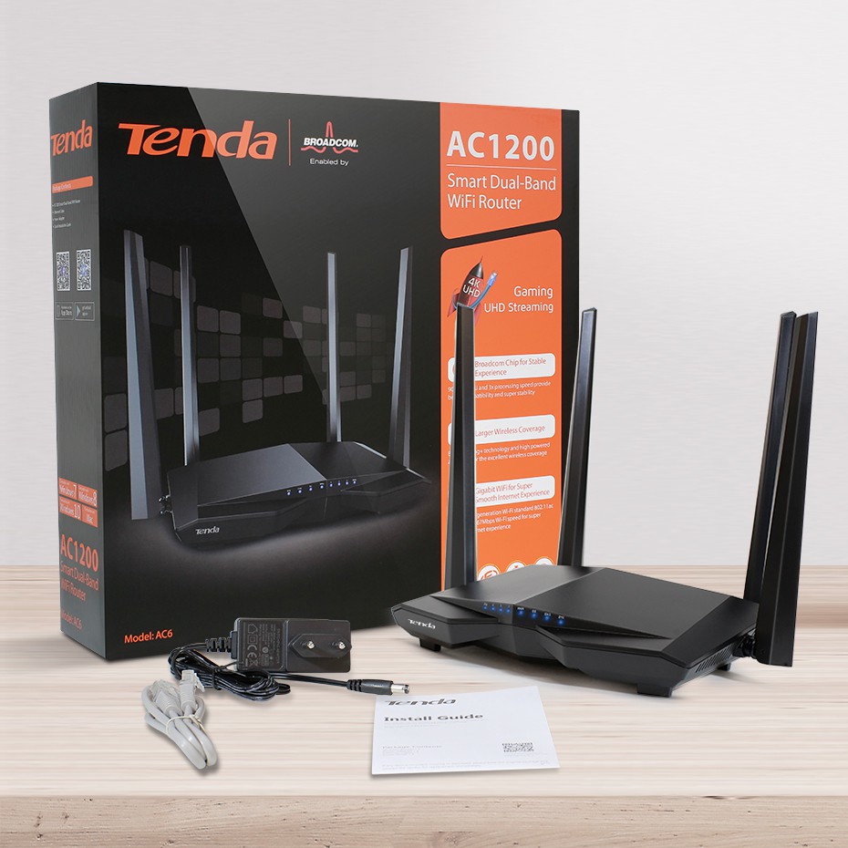 Phát Wifi Tenda AC6 (4 anten 5dBi xuyên tường, 2 băng tần) - Hàng Chính hãng