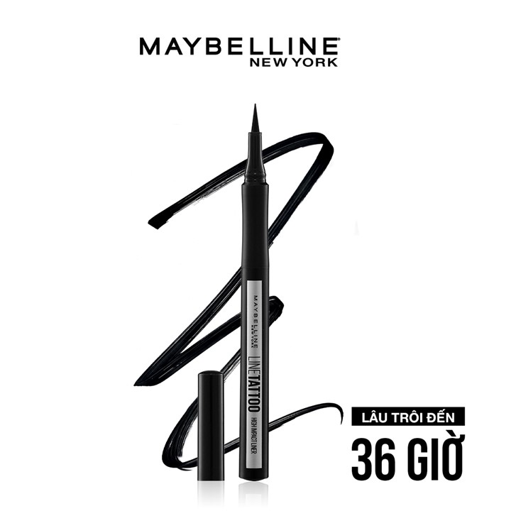 Bộ trang điểm mắt lâu trôi Mascara cong mi Hyper Curl và Bút kẻ mắt 36H không thấm nước Line Tatoo High Impact Maybelline New York