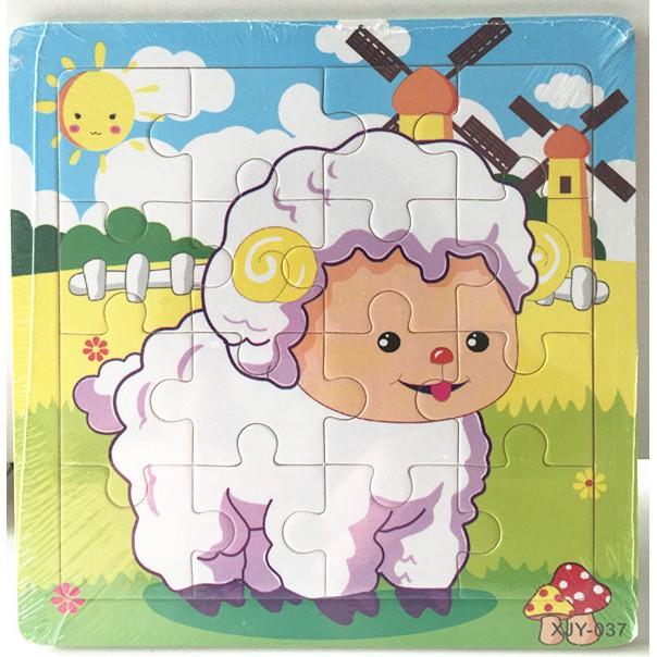 Đồ chơi Ghép hình puzzle tranh ghép 16 mảnh xếp hình con vật, phương tiện