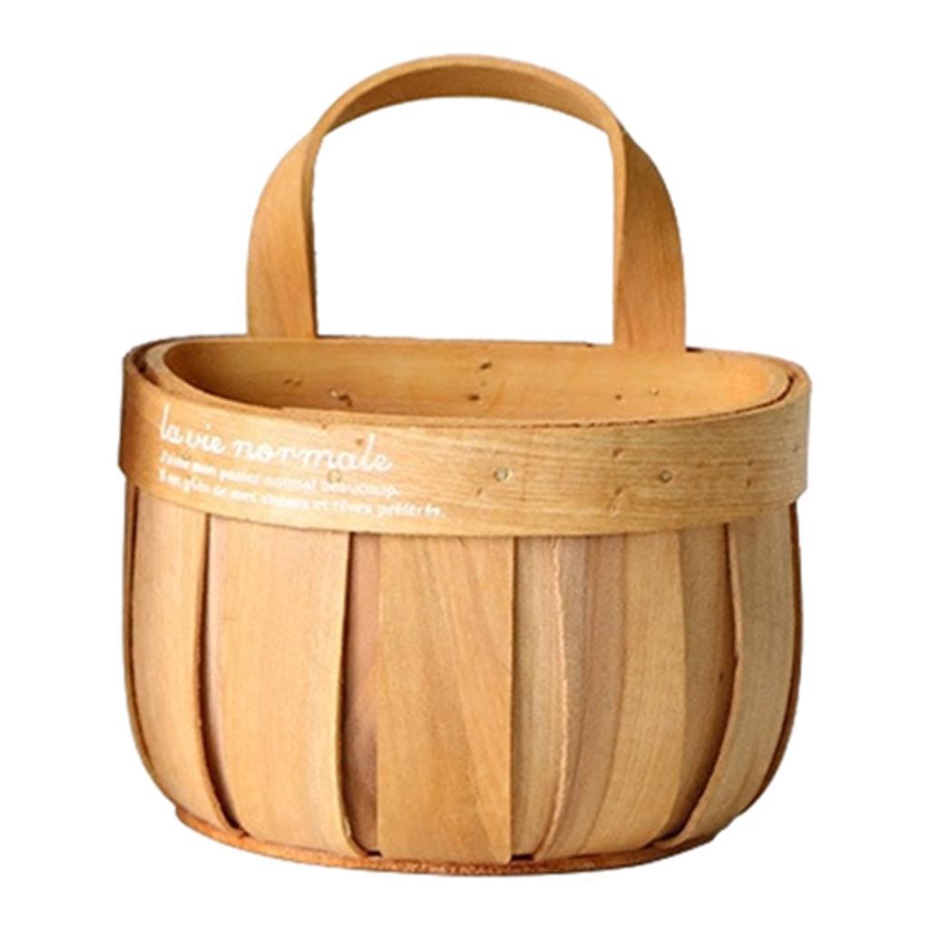 2x Woven Storage Basket Hanging Laundry Basket Flower Container Bin D A