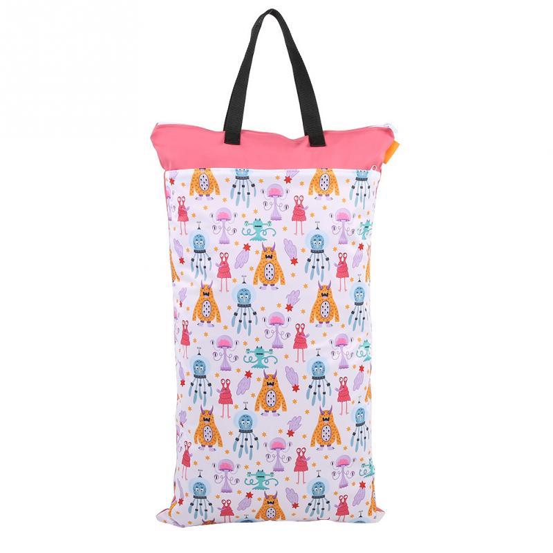 40X70CM Lớn Treo Tã Vải Túi Chống Thấm Ướt Túi Khô Tã Giặt Túi Lưu Trữ 2 Dây Kéo có Thể Tái Sử Dụng Wetbag
