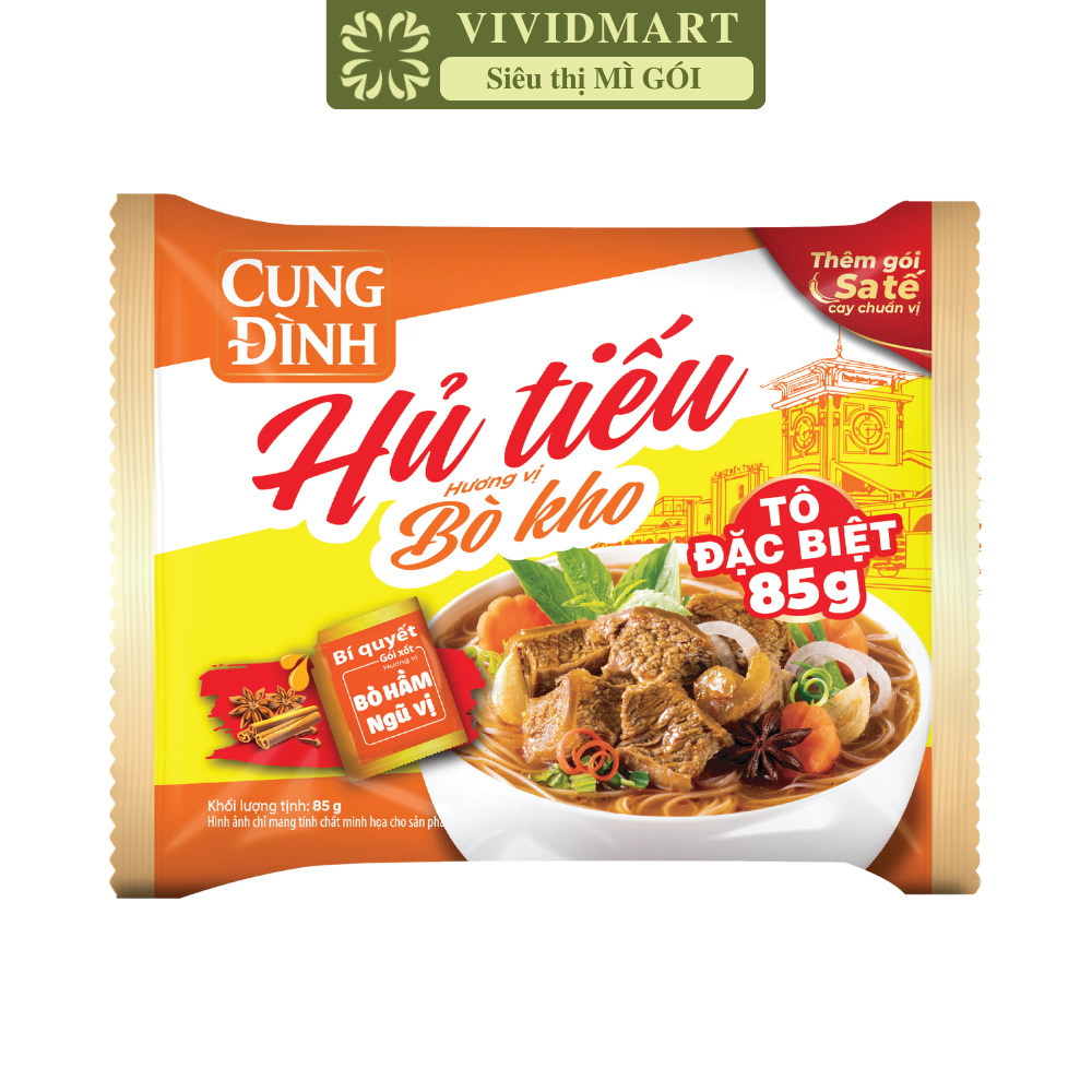 AFOTECH - Hủ tiếu Cung Đình hương vị Bò kho, Hủ tíu Cung Đình bò kho, Hủ tiếu bò kho Cung Đình ăn liền (85g/gói)