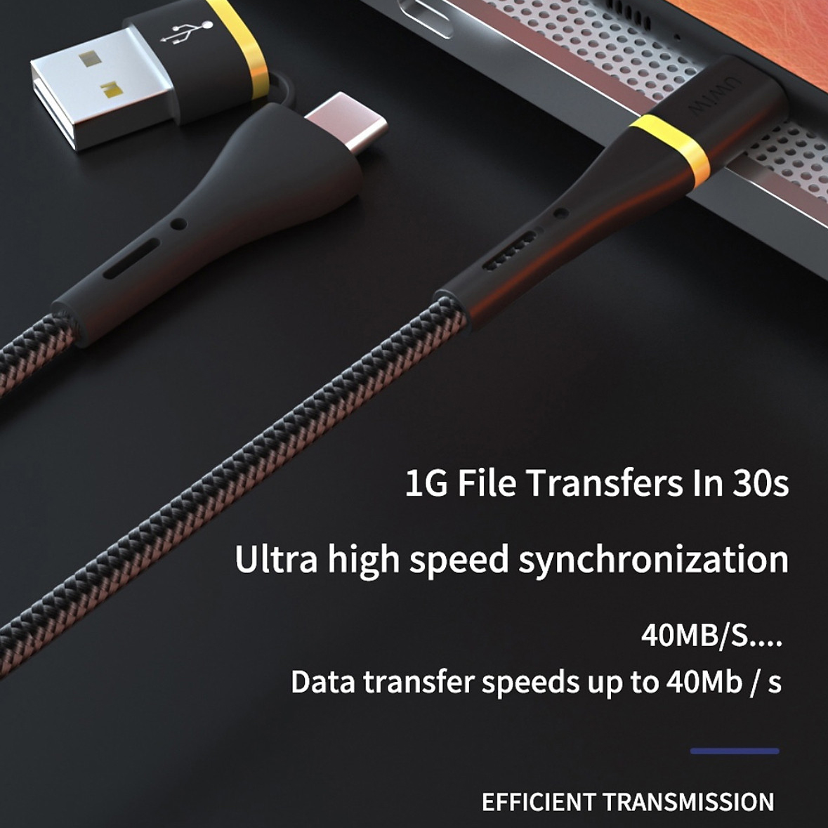 Dây cáp sạc Type-C đa năng USB-C + USB-A ra Type C hiệu WIWU ED-106 sạc nhanh QC 3.0, tốc độ truyền dữ liệu 480Mbps, 2 input tiện dụng , Chip sạc thông minh - Hàng nhập khẩu
