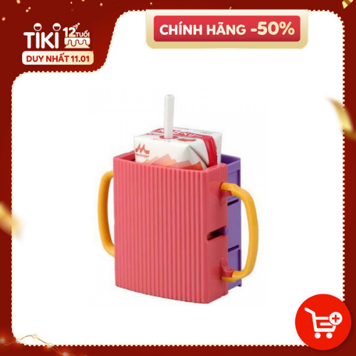 Cốc đựng hộp sữa tươi chống bóp cho bé quai cầm cho bé (màu hồng) - Hàng Nội Địa Nhật