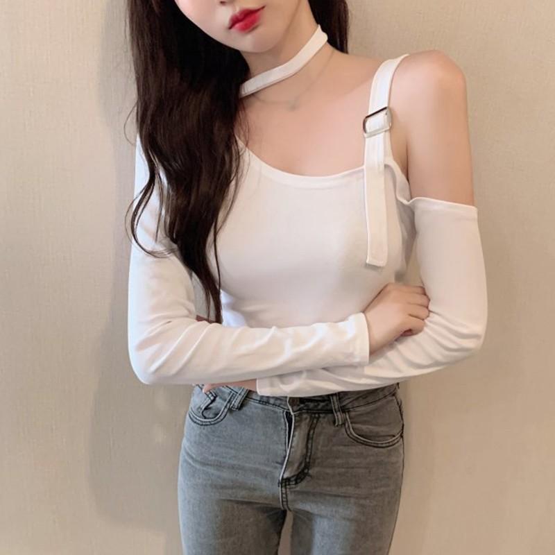 Áo Thun Tay Dài Dáng Ôm Quyến Rũ Trẻ Trung Phong Cách Hàn Quốc