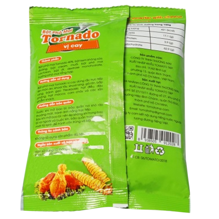 Bột Phô Mai Tornado Vị Cay Gói (100g / Gói)